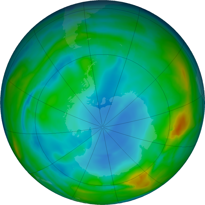 Antarctic ozone map for 29 June 2017